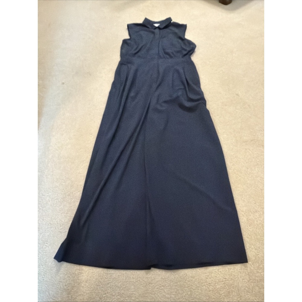EUC ATHLETA Brooklyn Heights Wide Leg Jumpsuit Sleeveless 14 NAVY POCKETS - Picture 2 of 8